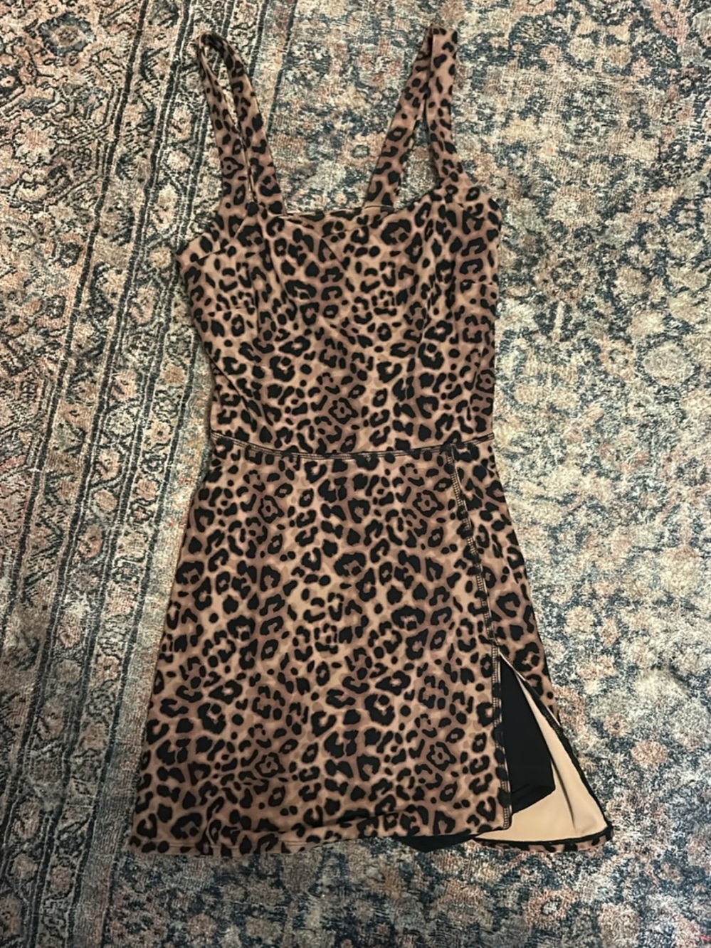 JoyLab Leopard Print Mini Dress in Brown and Black
